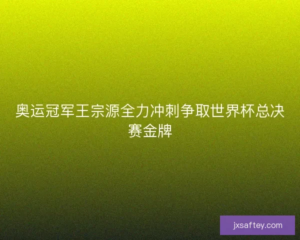 奥运冠军王宗源全力冲刺争取世界杯总决赛金牌